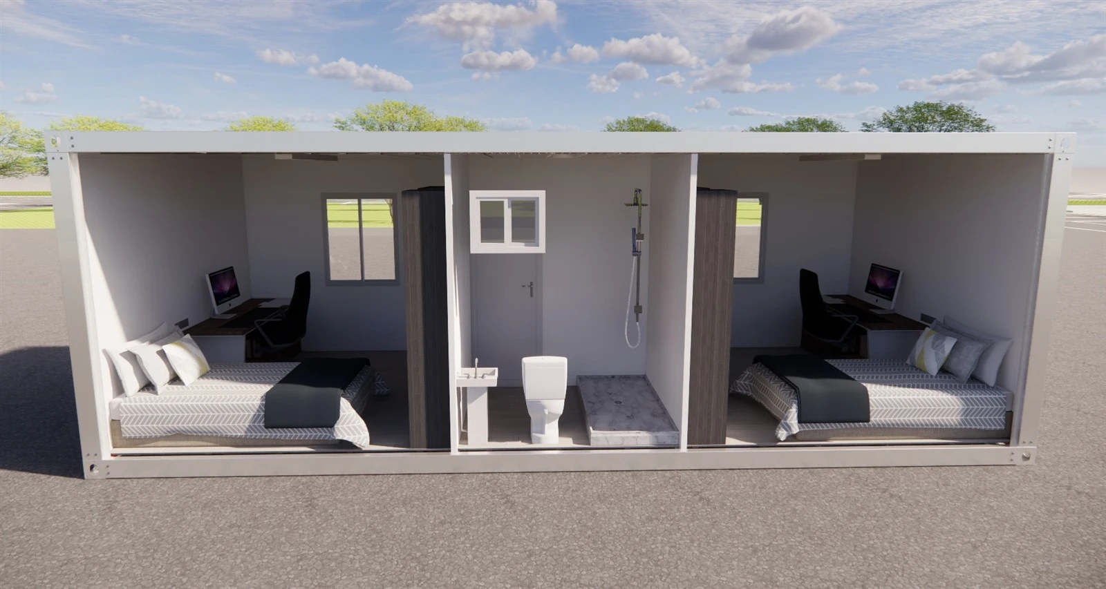 two bedroom house in 3x8m-2 two bedroom house in 3x8m-2